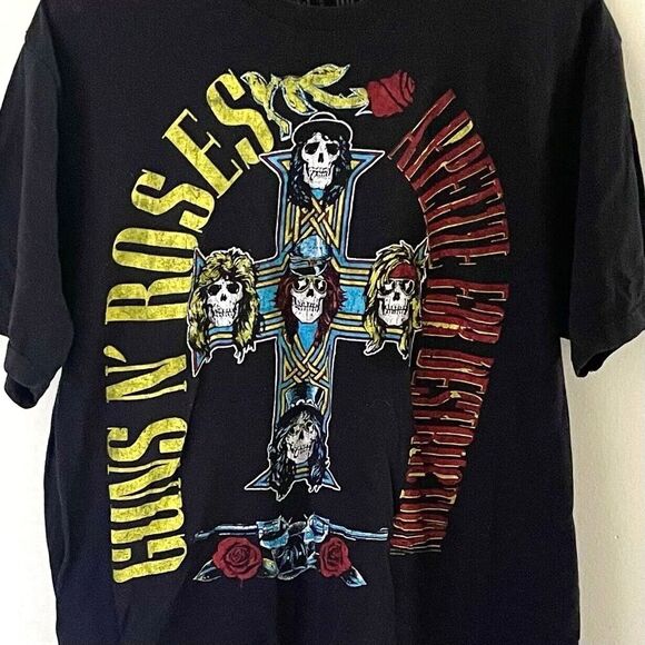Guns N' Roses - Appetite For Destruction T Shirt XL Black Cross Skulls 80s Rock - Picture 2 of 4